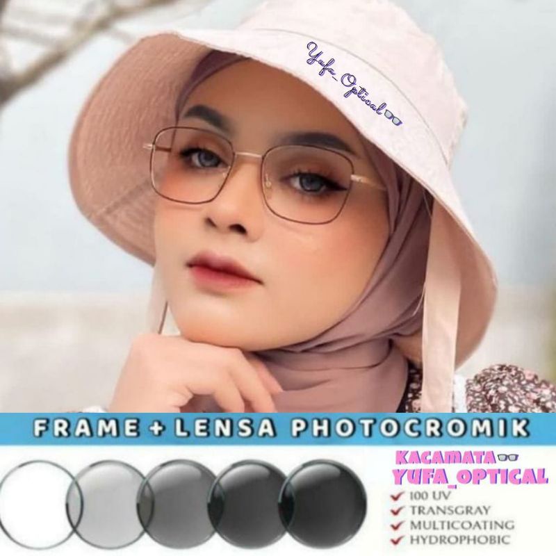 [Kacamata kecil 8863] Kacamata kotak Kacamata Beluray+Photocromic atou lensa Belucromic