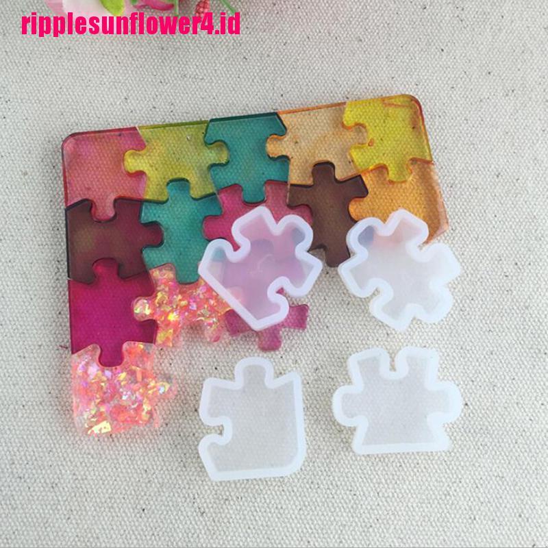 4pcs / set Cetakan Resin UV Bentuk Puzzle Bahan Silikon Untuk Liontin Perhiasan