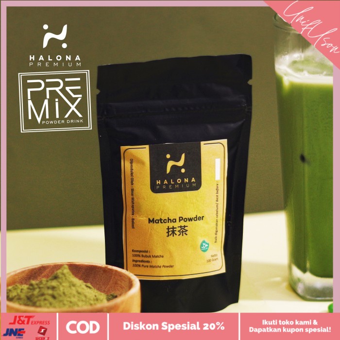 

⭐COD⭐ HALONA PREMIUM PURE MATCHA GREEN TEA POWDER HIGH QUALITY 100 GRAM