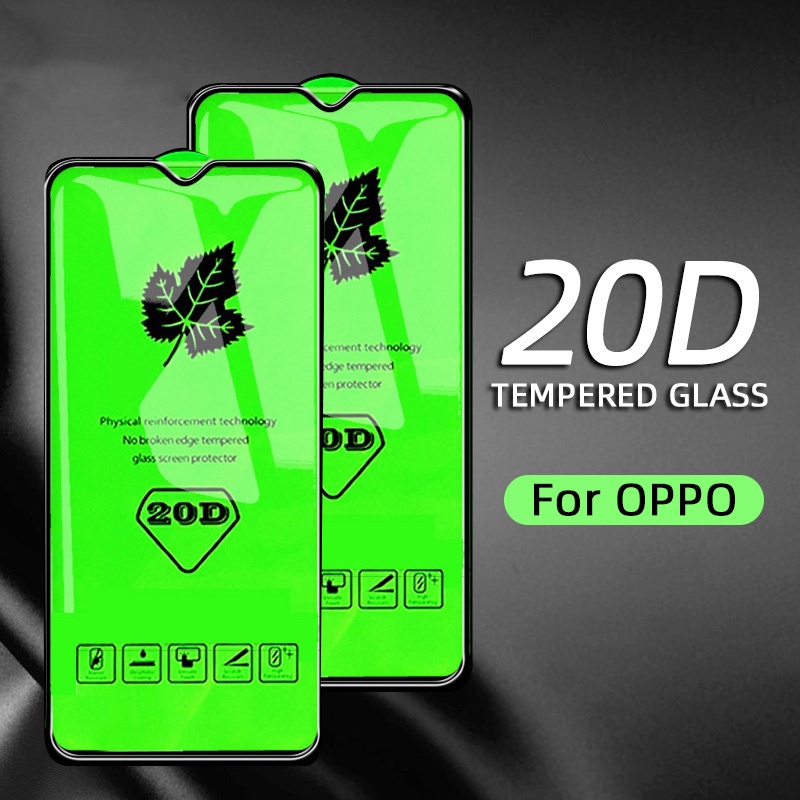 Pelindung Layar Tempered Glass 20D Untuk OPPO A5 A9 2020 A91 A72 A52 A53 Reno 2z 2 Z 4 Realme 8 7 6 5 Pro