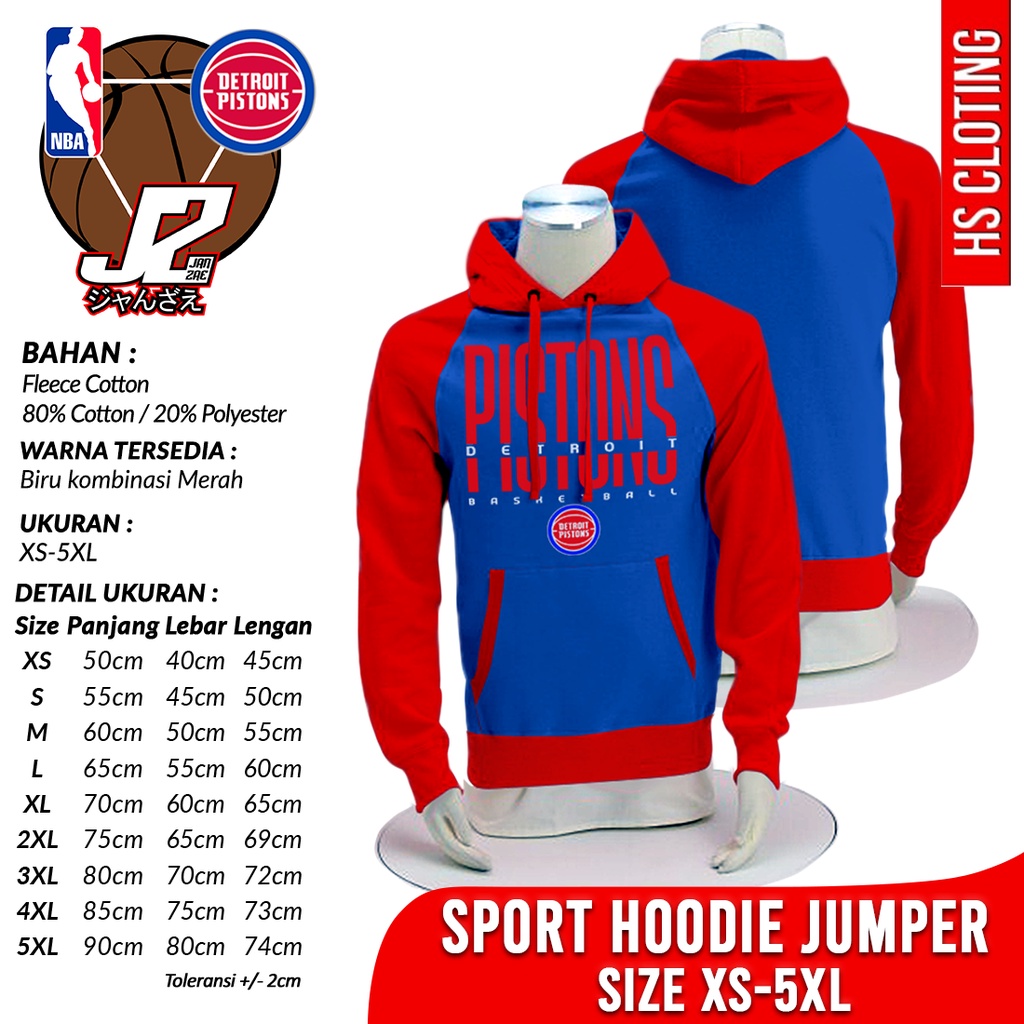 Jaket Basketball XS-5XL DETROIT PISTONS NBA JANZAE Eastern Conference Central Division Team Bola Bas