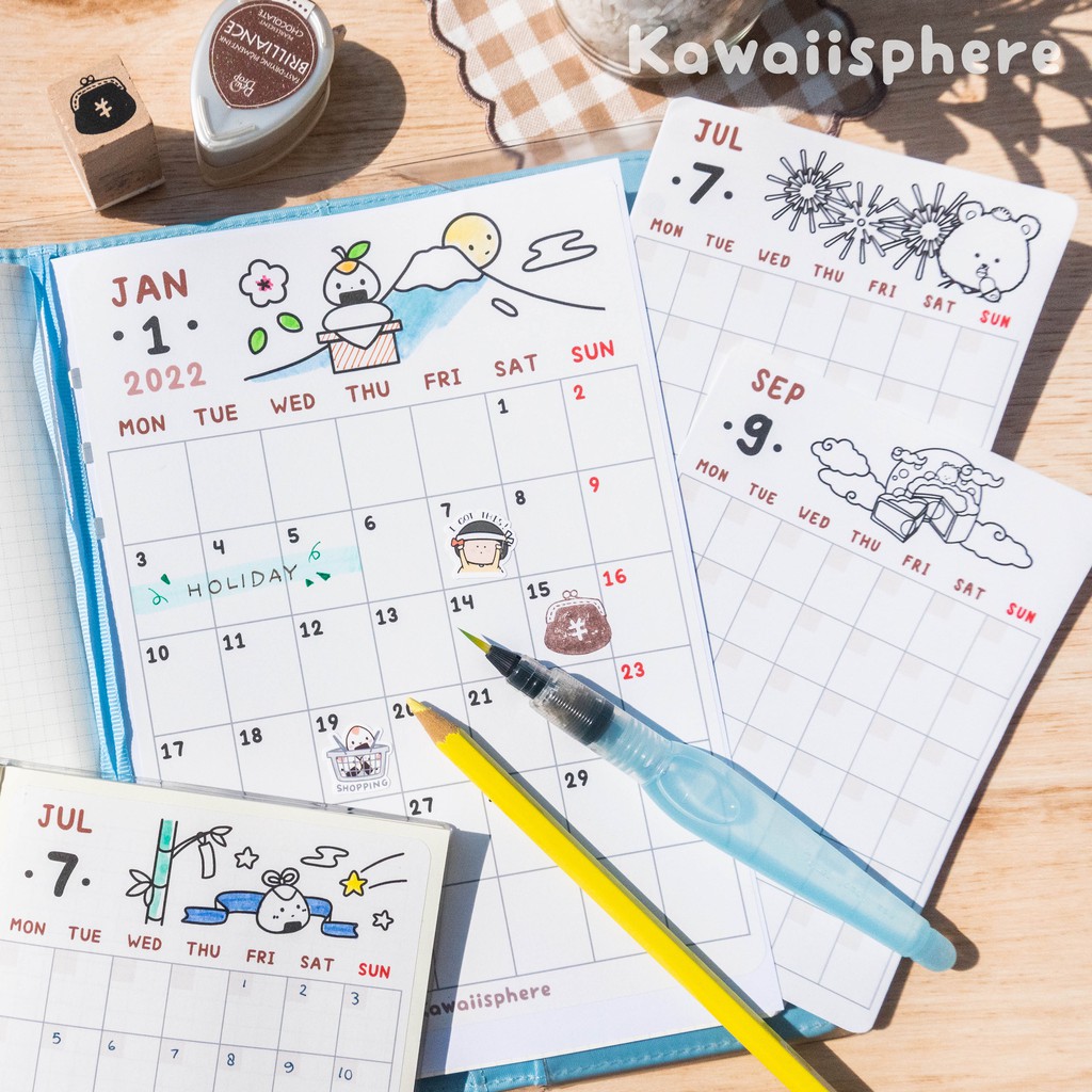 

Color Me Up Sticker Monthly Planner Calendar 2022 A5/B6/A6 | Stiker Kalender 2022 DIY Mewarnai