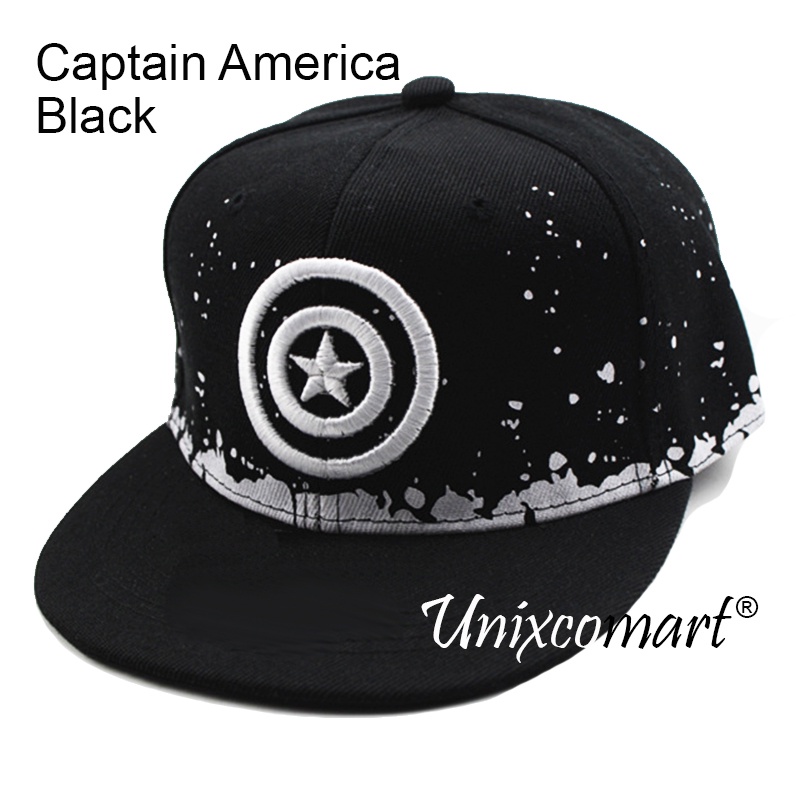 Topi Anak BLACK AND WHITE SNAPBACK SUPERHERO Kids Baseball Hat Casual