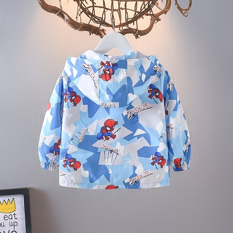 Jaket anak hoodie windbreaker spiderman parasut import 3T-7T H115-1