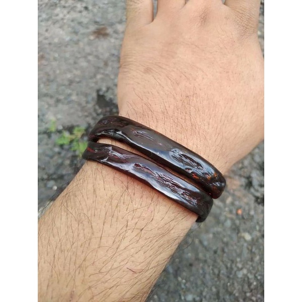 Akar Bahar merah gelang akar Bahar merah asli polos natural tembus cahaya