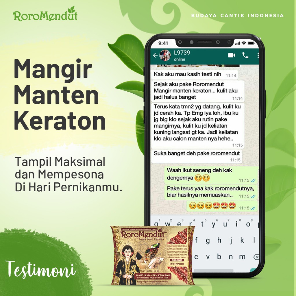 Roro Mendut Lulur Pencerah Dan Pemutih Kulit Badan Tangan Mangir Manten Keraton BPOM Original 20 gr