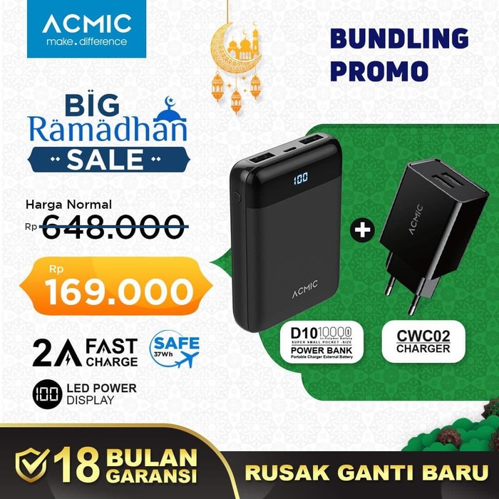 Bundle ACMIC D10 10000mAh Mini PowerBank + ACMIC CWC02 pb