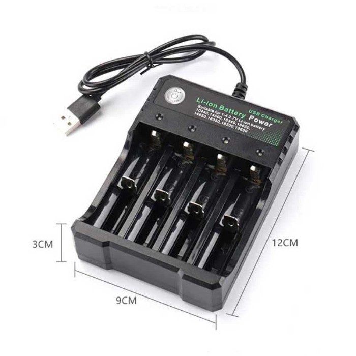 USB Charger Baterai Li Ion 18650 4 Slot Battery