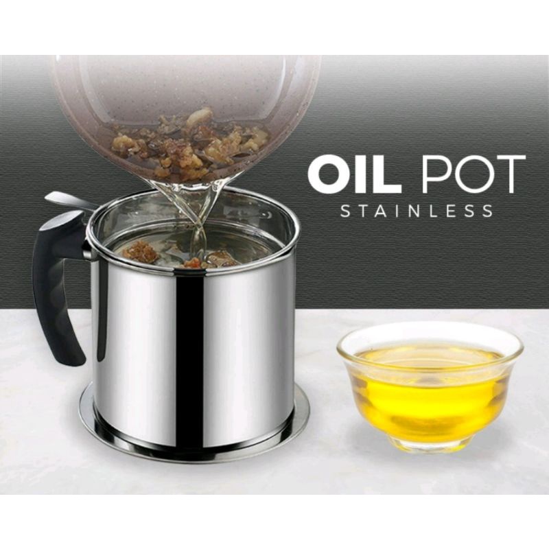 Saringan minyak  - oil pot stainless agogo-wadah minyak