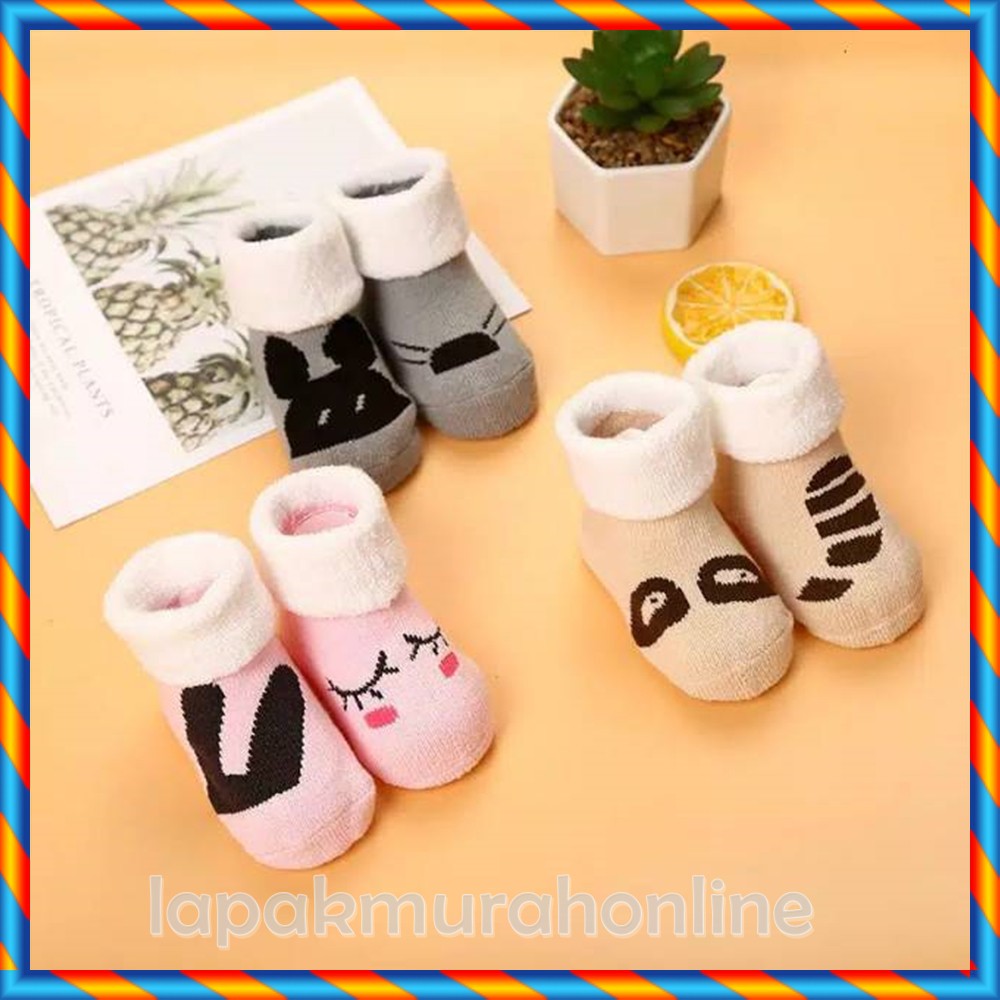kaos kaki anak bayi karakter boneka pendek lipat bahan lembut