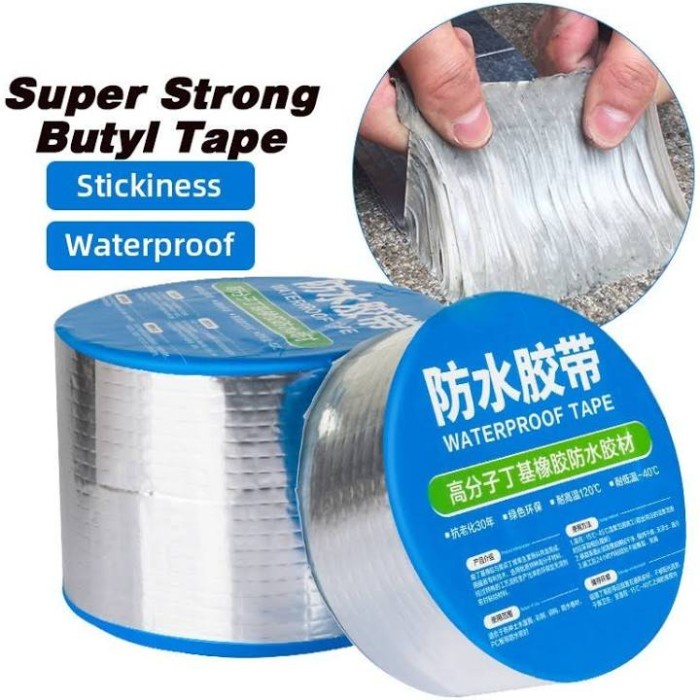 

Lakban Anti Bocor Alumunium Foil Butyl Waterproof Tape 20cm x 5m