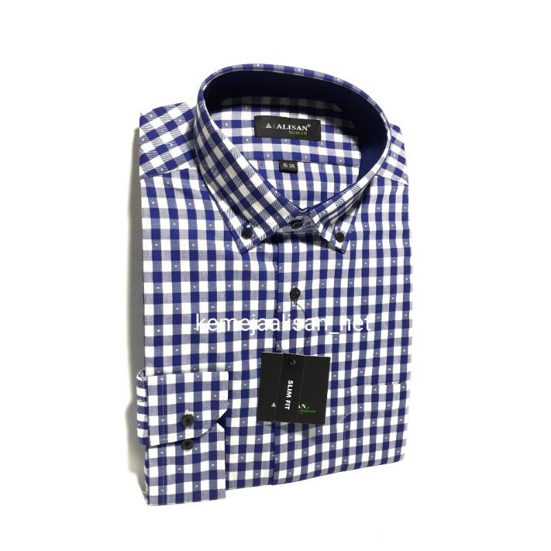 Alisan – Kemeja Alisan – Kemeja Alisan Slimfit Lengan Panjang  Motif Kombinasi Spesial Size 16-34