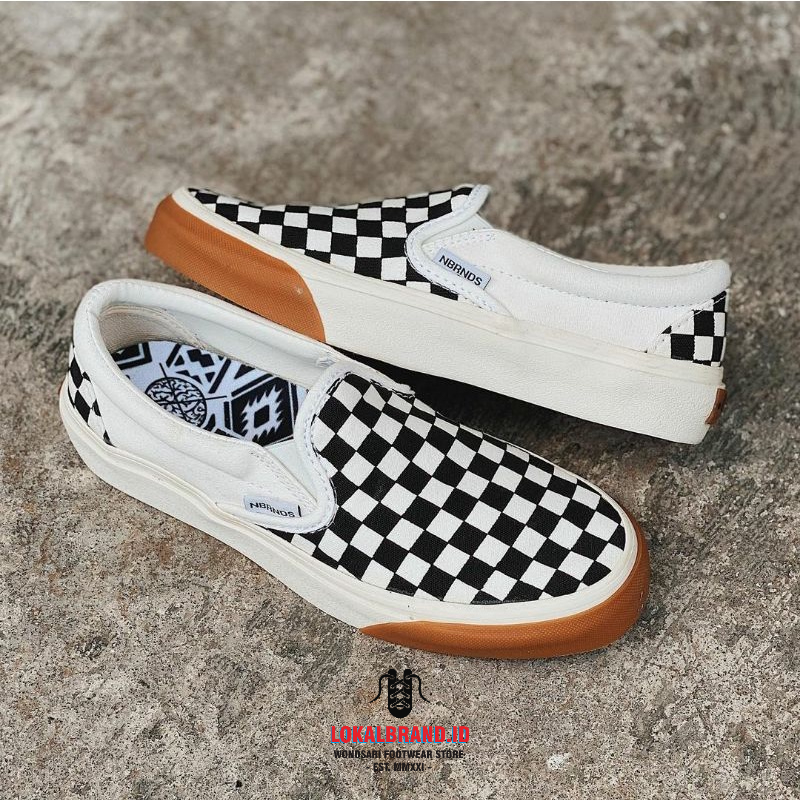 Nobrands Slop Catur Sepatu Slipon Checkerboard Original 100% Nobrands "SELOP CATUR" #LOCALPRIDE
