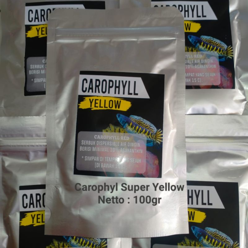 Caropil Super Yellow 100gr Original // Carophyll yellow(Untuk mewarnai ikan Channa,Louhan,Arwana