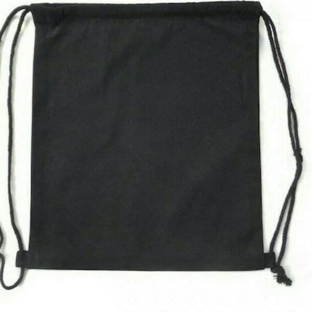 ➦ Tas Ransel Serut Hitam Polos drawstring Kuliah Jalan Cewek Cowok ✯