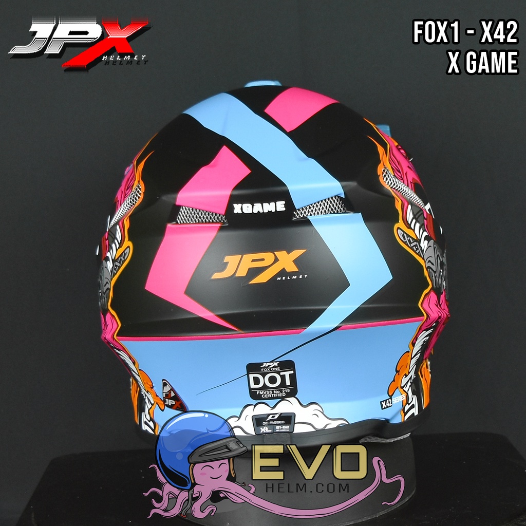 HELM JPX X42 BLACK DOFF CROSS_FOX1 + GOOGLE SNAIL (ONGKIR 2 KG) HELM JPX X42 X-GAME HELM CROSS HITAM DOFF