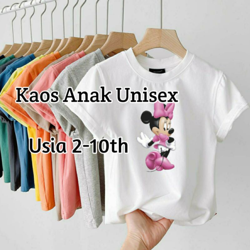 Kaos Anak Perempuan Unisex Usia 2-10th MINIE TENGAH Kaos Oblong Anak Katun