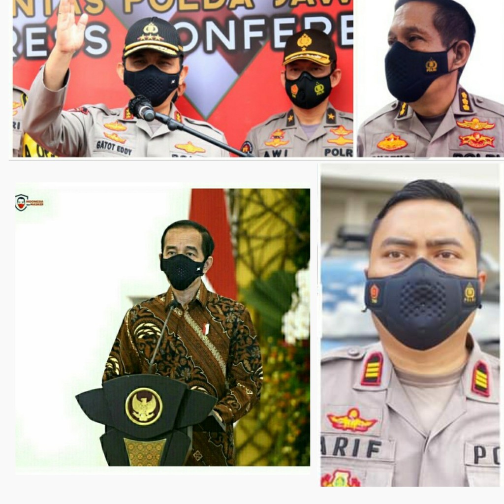 MASKER TOMO TNI POLRI / MASKER JOKOWI TNI POLRI / TOMO LIFEMASK REUSABLE N95 KARBON AKTIF