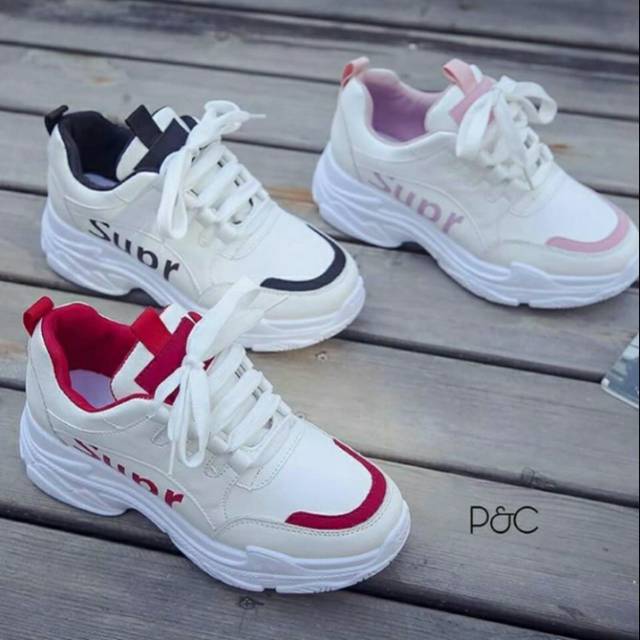 Sepatu Wanita Sepr Import Sepatu Wedges Sport Cewek Tali Sepatu Korea Lucu