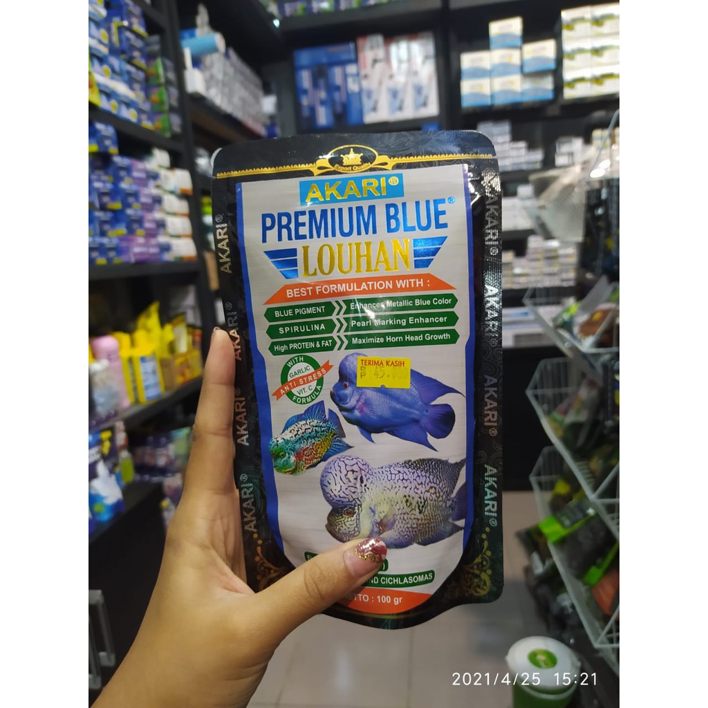 Akari Pelet Ikan - Premium Blue Louhan - 100gram (1MM)