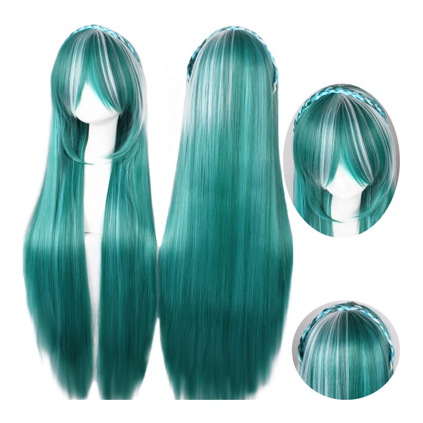 LOL-80 wig daily lolita rambut palsu jepang korea gradasi green hijau panjang