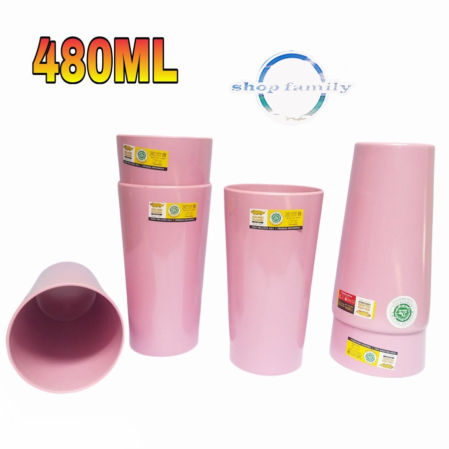 GELAS MELAMIN RATA BESAR GOLDEN DRAGON B0402 480ML PINK PER 6 PCS