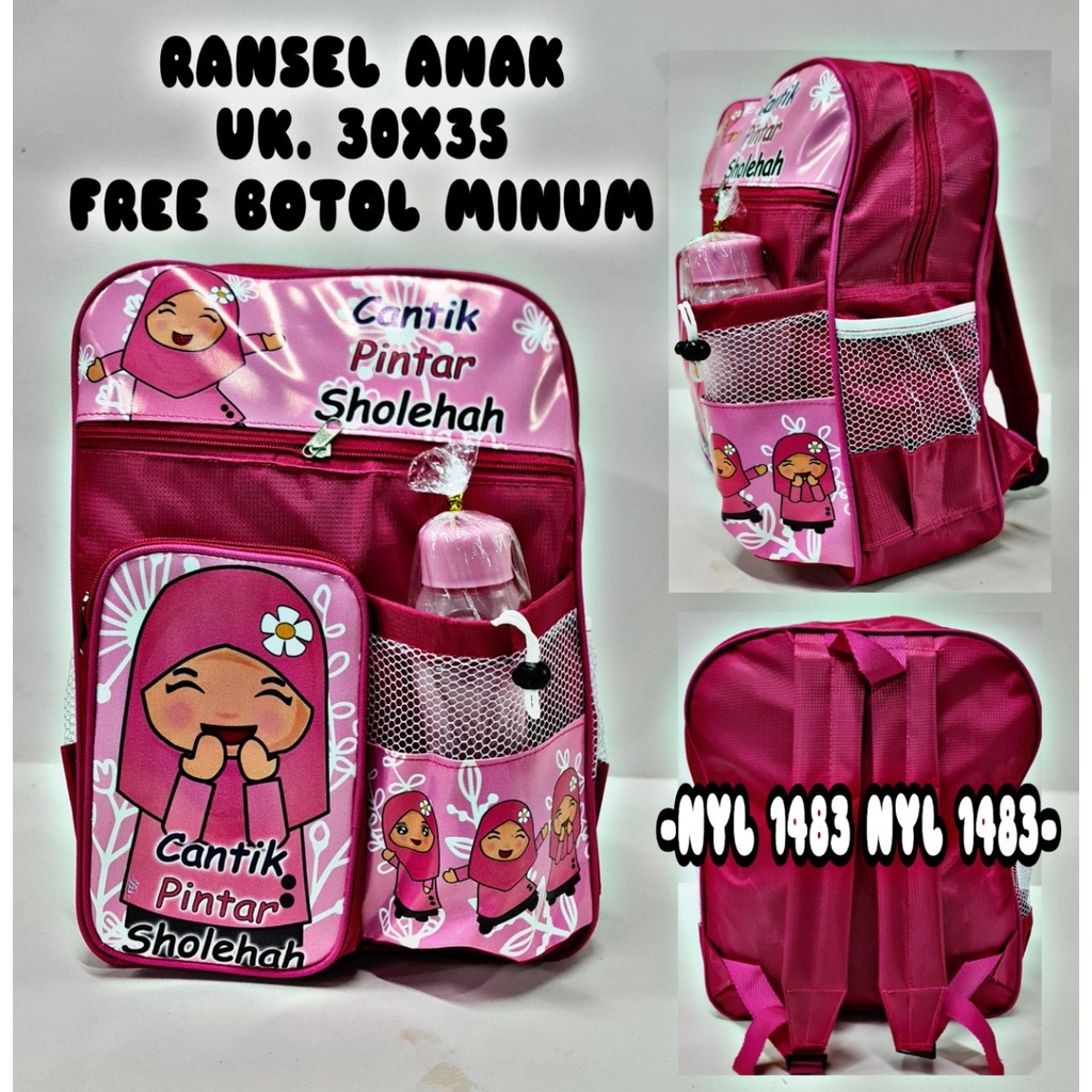 Tas ransel anak perempuan karakter gratis botol minum - tas anak