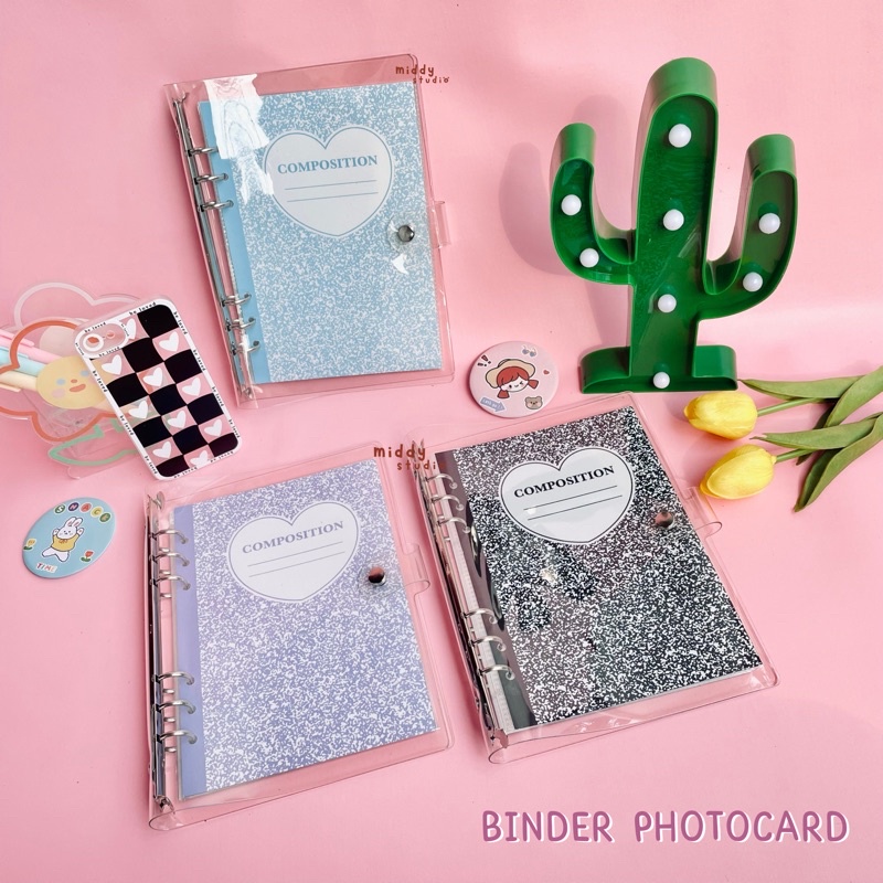 

BINDER COMPOSITION BOOK PHOTOCARD AESTHETIC TRANSPARANT A5 6RING READY STOCK