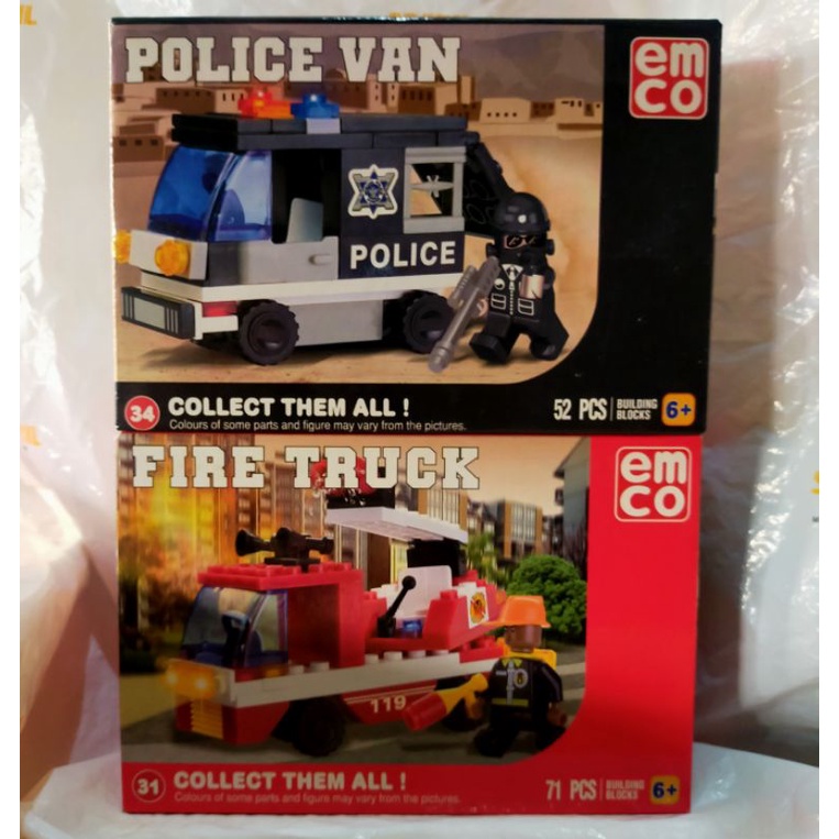 Lego Emco Fire Truck, Police Van, Collect Them All