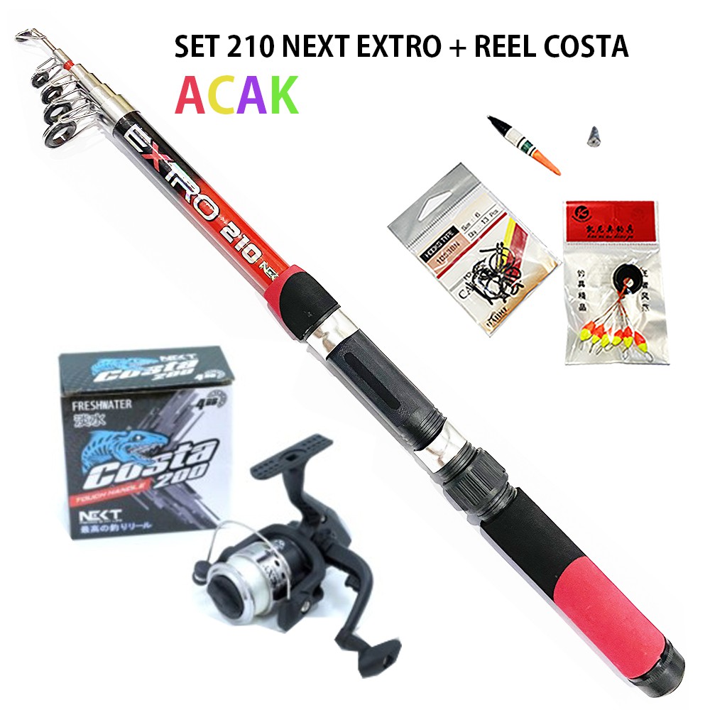 SET PANCING 210 LENGKAP KOMPLIT EXTRO 210 REEL COSTA 200 4BB KUAT 5KG