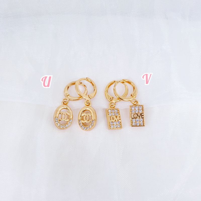 Anting korea permata zircon lapis mas 18k mata zircon AX-5