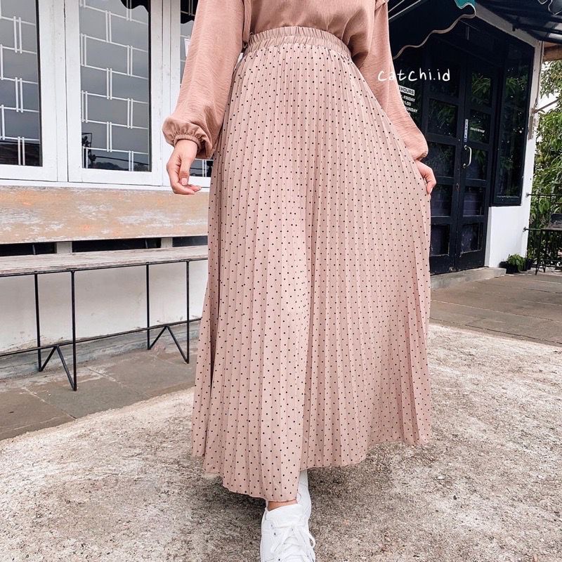 ROK PLISKET POLKADOT PREMIUM LIPATAN BESAR