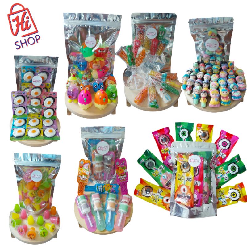 

Aneka Permen Jelly Tellor Ceplok Puding Sutra Lolipop Coklat Rainbow Lolipop Eyeball Kualitas Premium