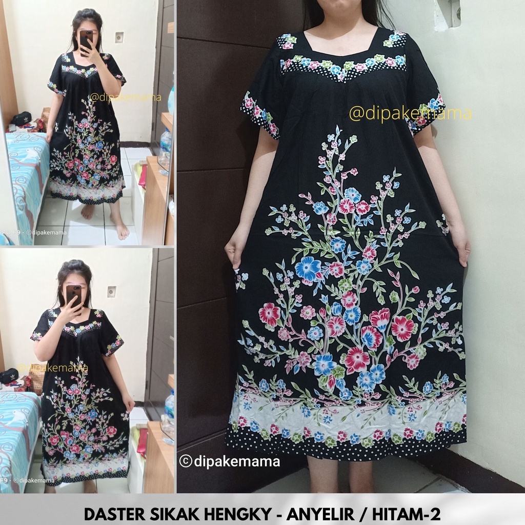 Daster Hengky Sikak ANYELIR TERBARU SEPATU BINTANG roda Baju Tidur Daster Batik Murah Harga Pabrik DASTER WANITA TERLARIS-ANYELIR-Hitam-2