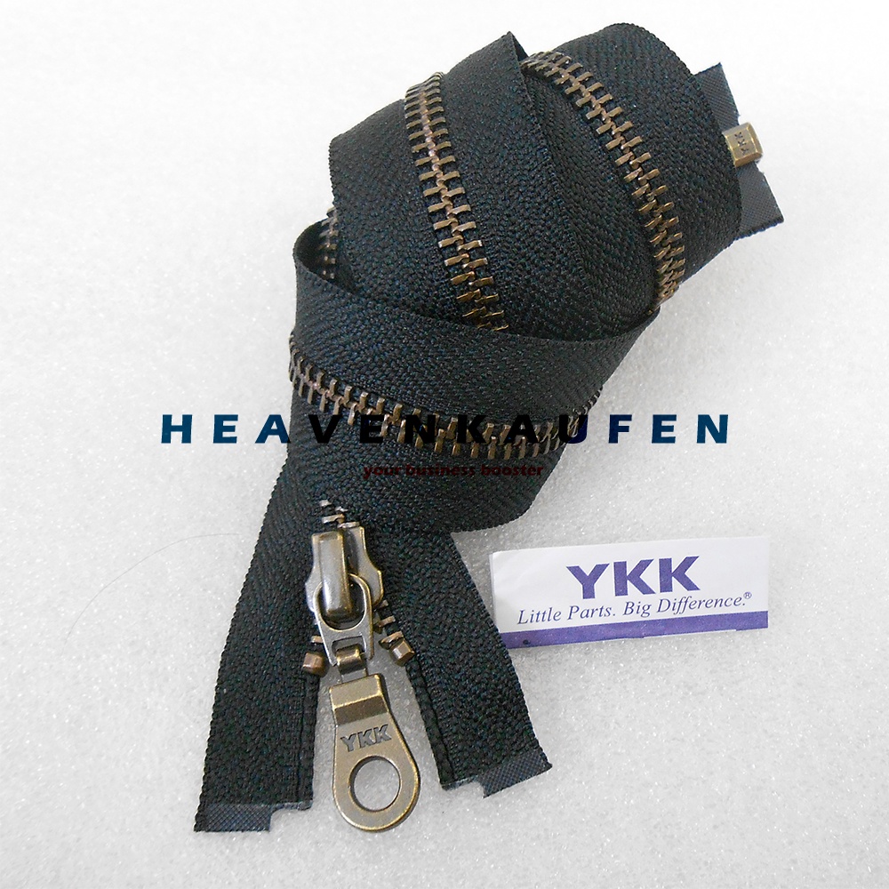 Resleting Zipper YKK 60 cm / 24 inch Type Gigi Besi Warna Hitam - ATG Bakar Open End Slider Oval