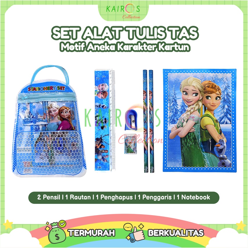 Alat Tulis Anak Set Motif Karakter Anak Tas