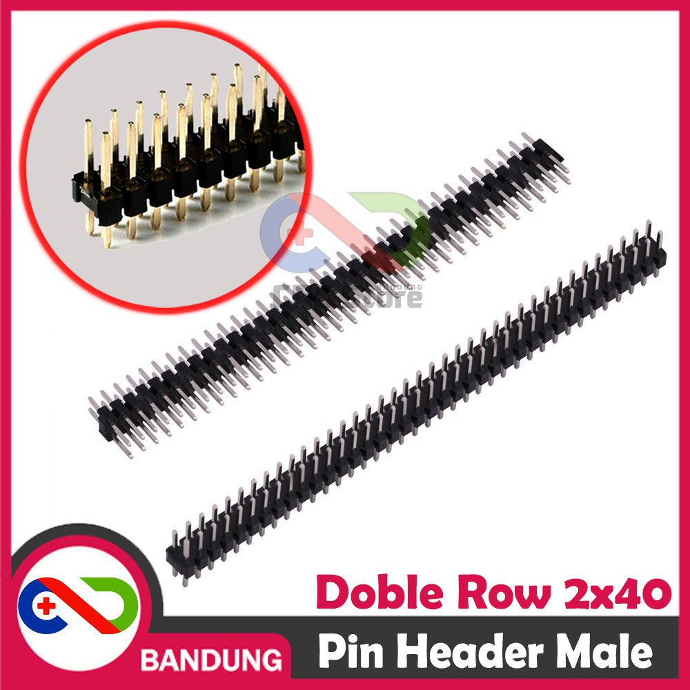 Pin Header Strip Male Double Row 2x40 2.54mm Black Hitam