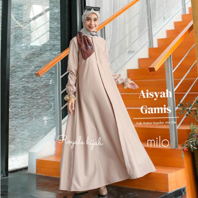 Aisyah|gamis s-xxxl polos|gamis toyobo|gamis busui|gamis abaya|ori royale