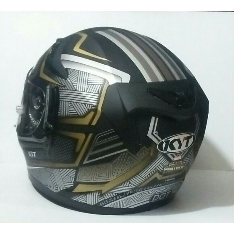 HELM KYT K2 RIDER BLACK PANTHER FLAT DAN PIN LOCK||KYT BLACK PANTHER||BLACK DOFF GOLD DOUBLE VISOR