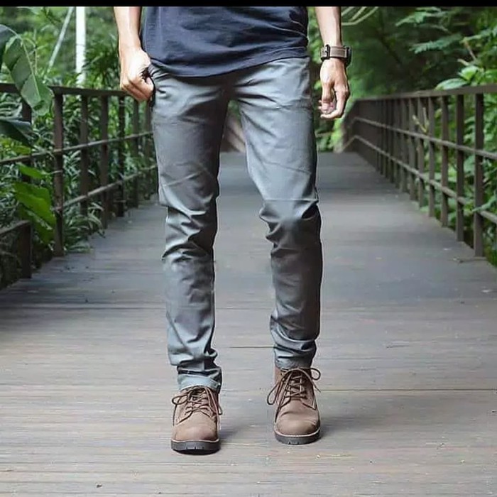 CELANA Pria SLIMFIT Panjang chino KERJA HARIAN HITAM MOCCA ABU GREY KREAM CREAM Sz