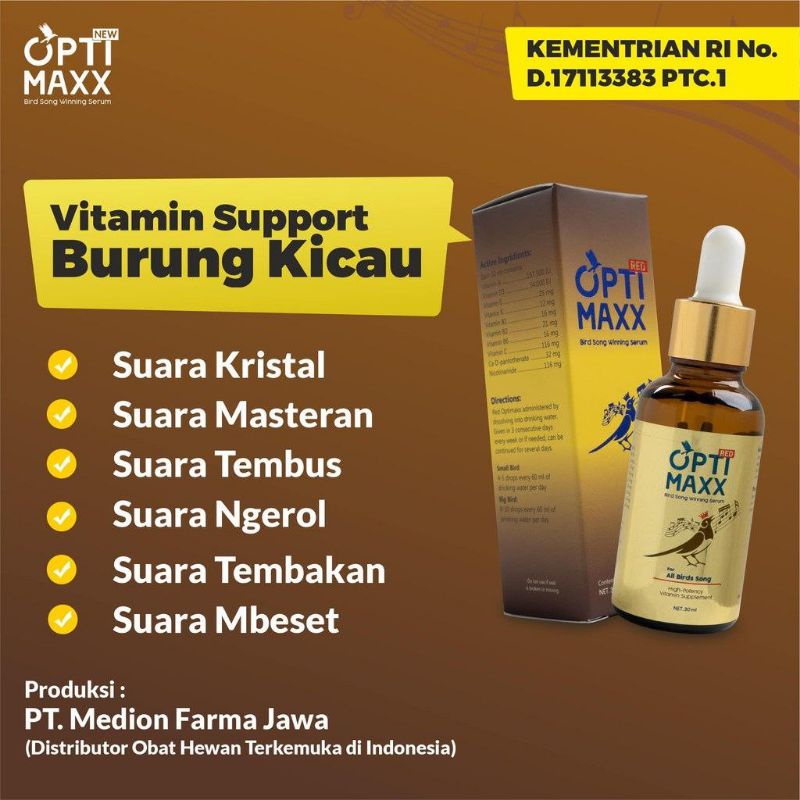 RED OPTIMAXX ORIGINAL - OPTIMAX MULTIVITAMIN BURUNG - VITAMIN PENGGACOR BURUNG - DOPING BURUNG JUARA