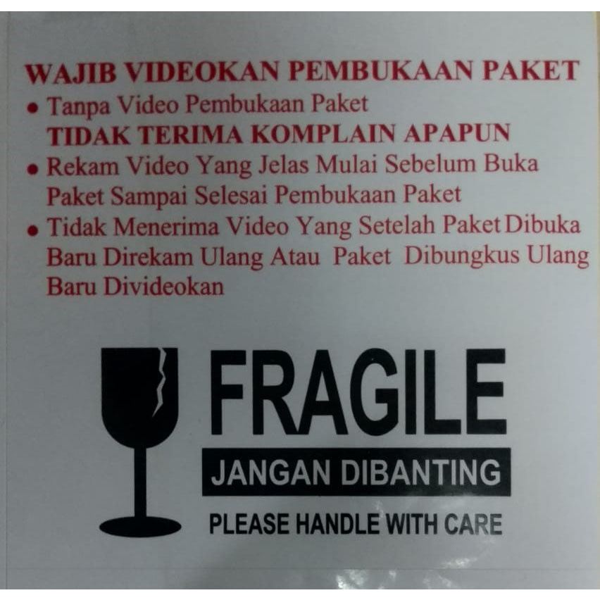 

Stiker Fragile dan Vidio Unboxing uk 7.5x7.5 cm