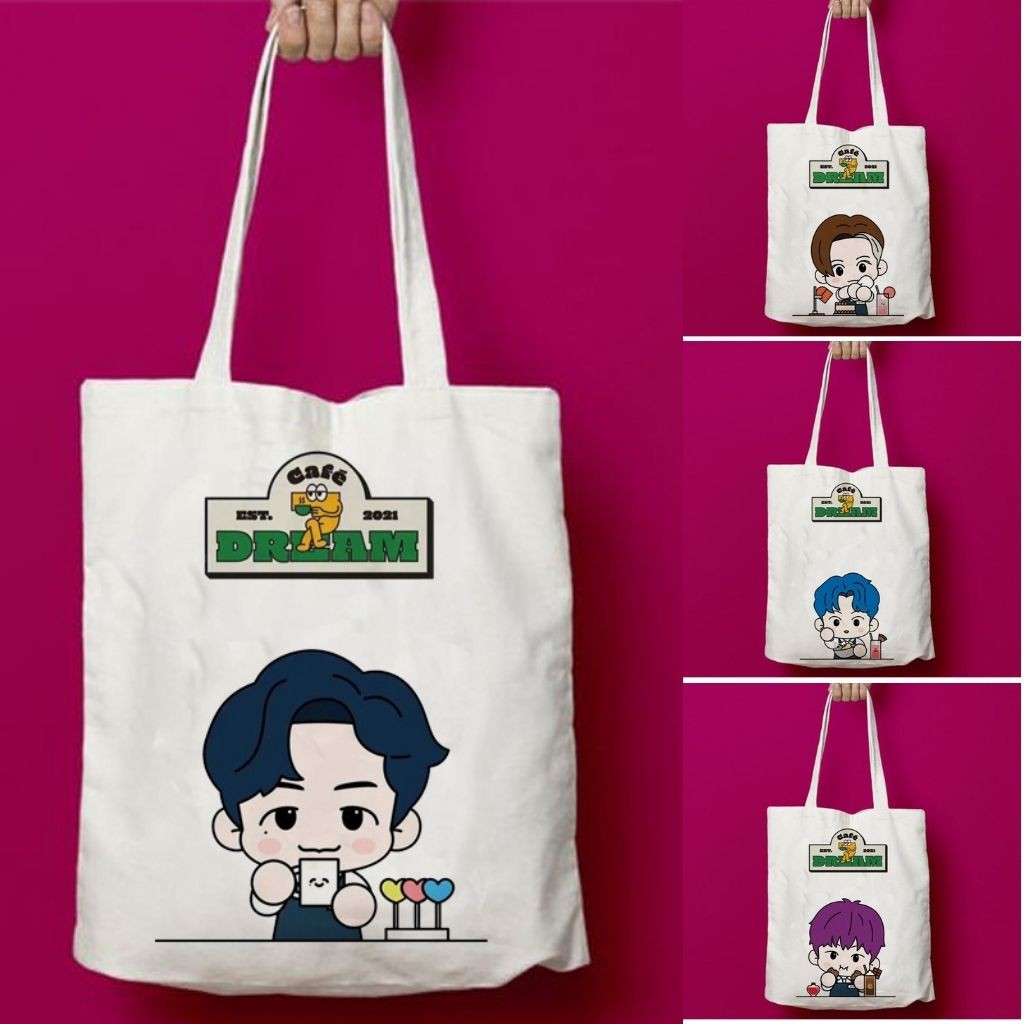 Totebag Tote Bag NCT Cafe 7 Dream Kanvas Korea NCT Dream Jeno Jisung Renjun Mark Lee