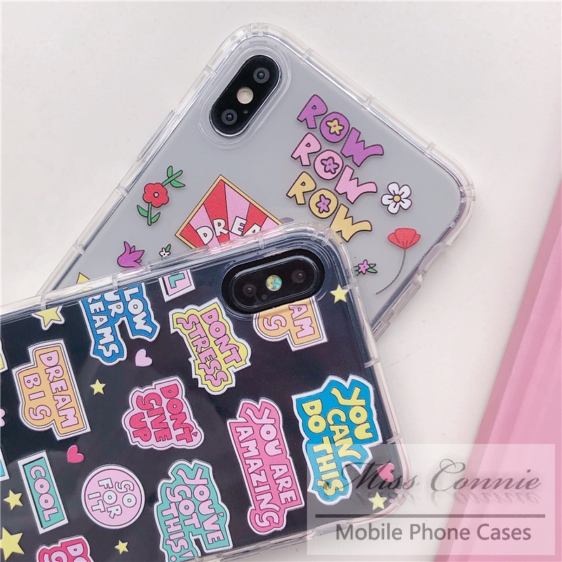 Case iPhone 11 Pro Max iPhone SE 2020 6s 6 7 8 Plus X XR XS Max Oppo A53 2020 Reno 4 A92 A11 A11K A52 A5 2020 A33 2020 A5s A3s F9 RealMe C15 C11 5S C3 INS Fashion Label Soft Airbag Cover CASETiFY missconnie-6