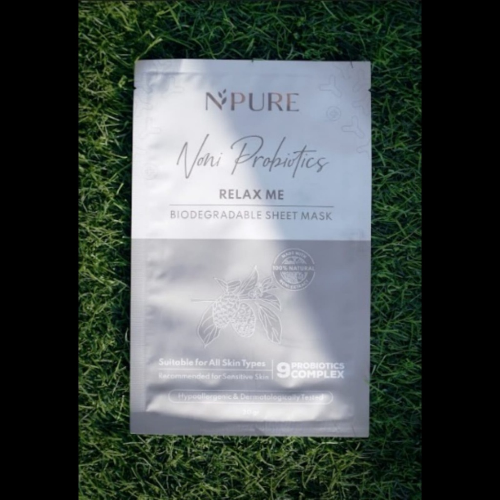 NPURE NONI PROBIOTICS RELAX ME BIODEGRADABLE SHEET MASK MASKER NONI SERIES