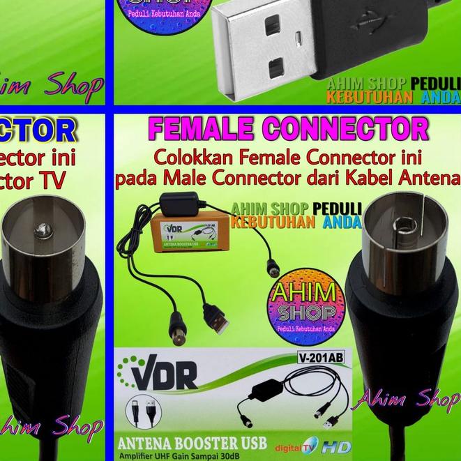 ♠ VDR BOOSTER Antena USB Amplifier UHF Gain Max 30dB Alat Penguat Sinyal Kabel Antenna TV HDTV V-201