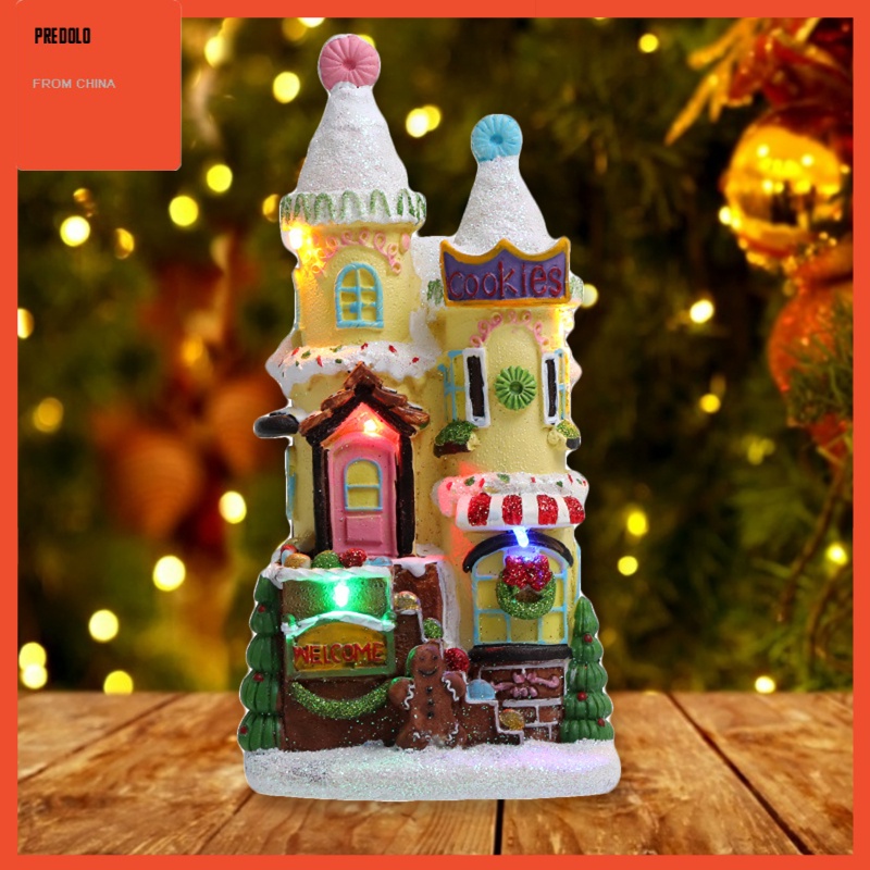 [In Stock] Resin Christmas Snow House Artificial Tree Xmas Village for Home Decoration A