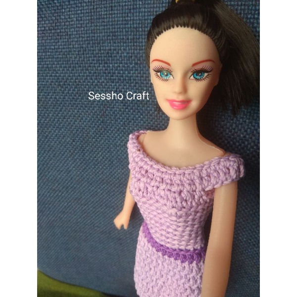Baju Boneka Barbie Rajut Dress Diana Free Ikat Pinggang