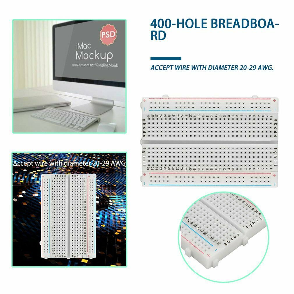 Breadboard 400 Lubang Mini Universal Pi Solderless Breadboard 400 Contacts Tie-points Available Ardu