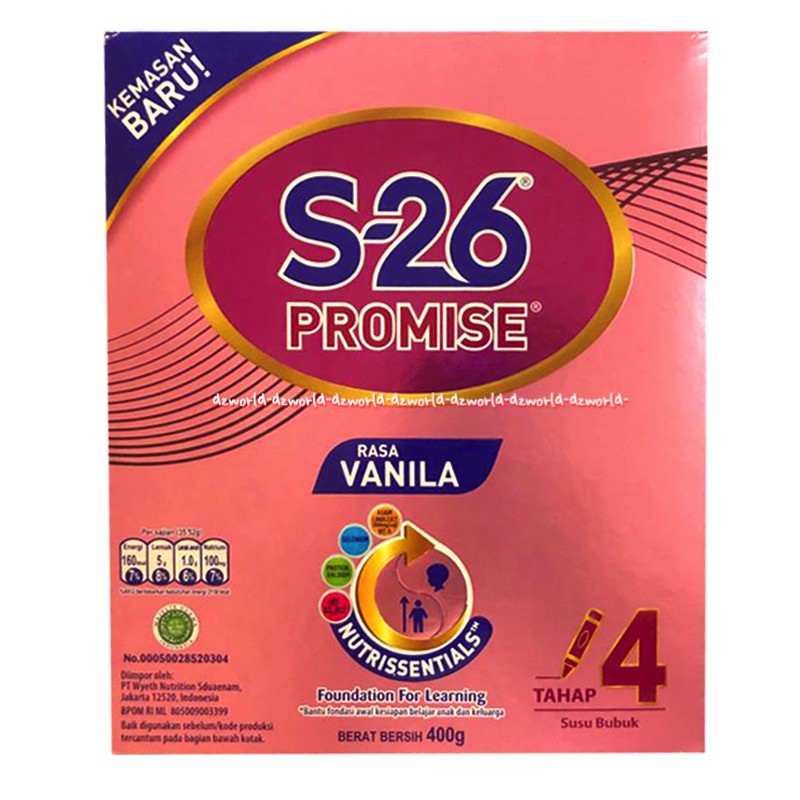 S-26 Promise 400gr S26 Tahap 4 Susu Bubuk S26 Rasa Vanilla 400gr S 26 Vanila Kemasan Pink Susu Untuk Bayi Anak 3-12tahun Promis